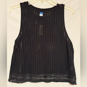 NWT Old Navy Black Open Weave Sleeveless Top Size Medium